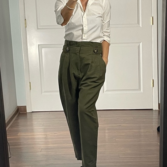 Zara | Pants u0026 Jumpsuits | Zara Woman Army Green Paperbag Pants Size Xs |  Poshmark